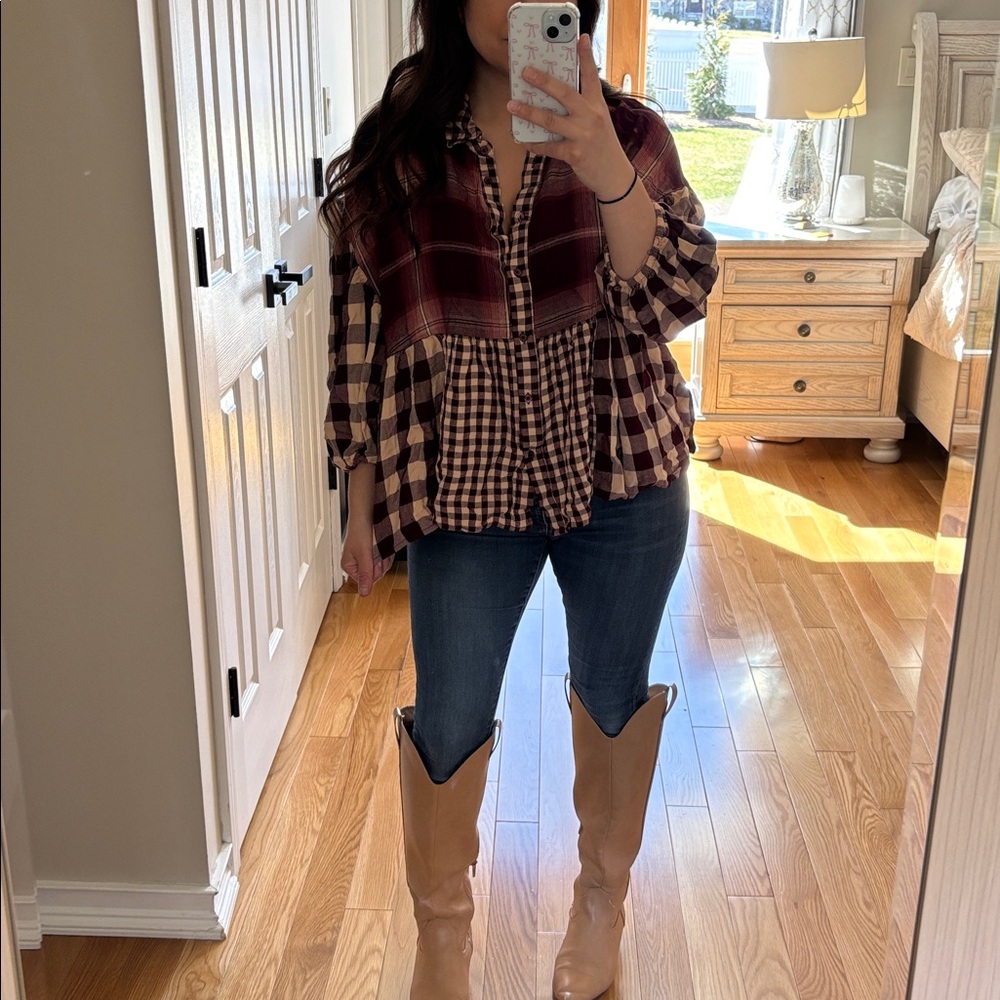 Cato patchwork plaid button down - image 2